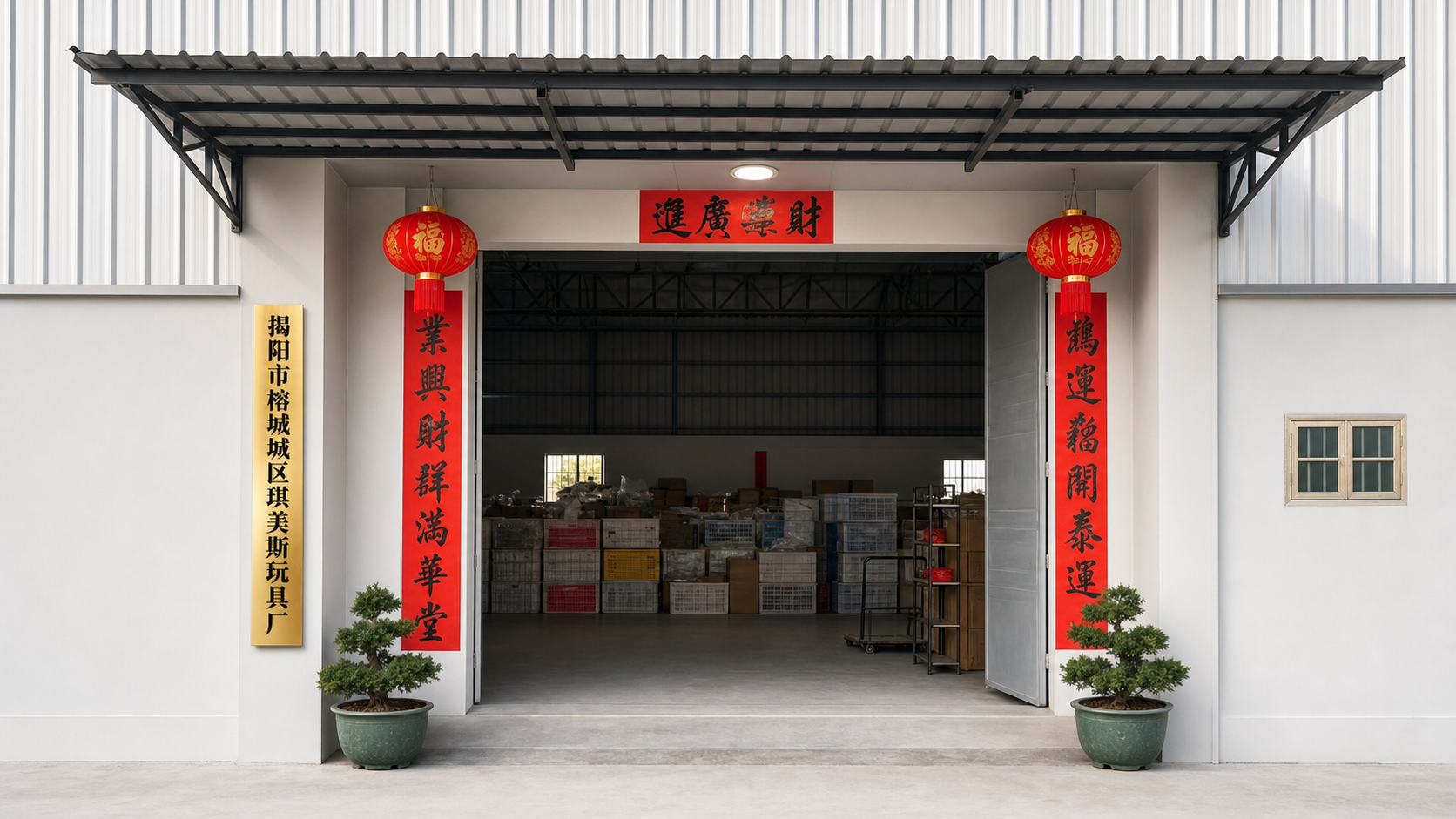 QMS Toys manufacturing facility entrance in Jieyang China